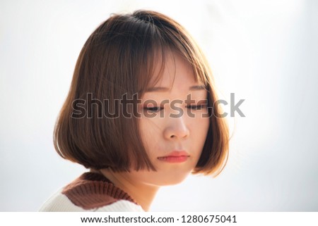 close up portrait beautiful Asian girl.