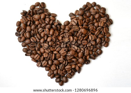 heart lined with coffee beans. Valentine's day, Sign of Love, Health care, Valentine's day, World heart day Concept.
