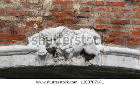 Venezia, Italy. The Lion of Saint Marco symbol of the presence of Venice on the different buildings and monuments