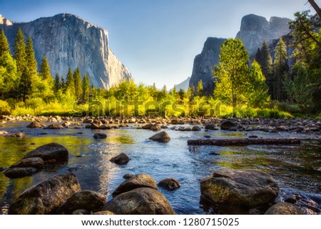 Sunrise on Yosemite Valley, Yosemite National Park, California Royalty-Free Stock Photo #1280715025