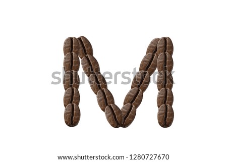 Letter M made from coffee beans