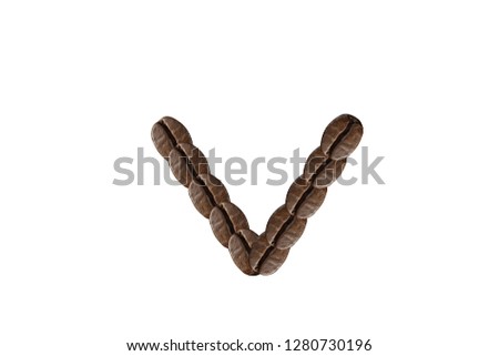 Letter V made from coffee beans