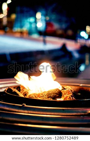 Bonfire on a winter night