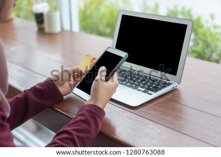 

online  payments app smartphone in coffee shop:Transaction with financial security systems:communication commerce with technology electronic digital market mobile,transaction shopping with cellphone