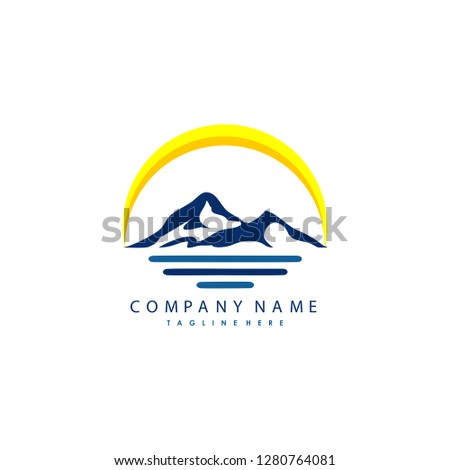 vintage Sun beach mountain logo