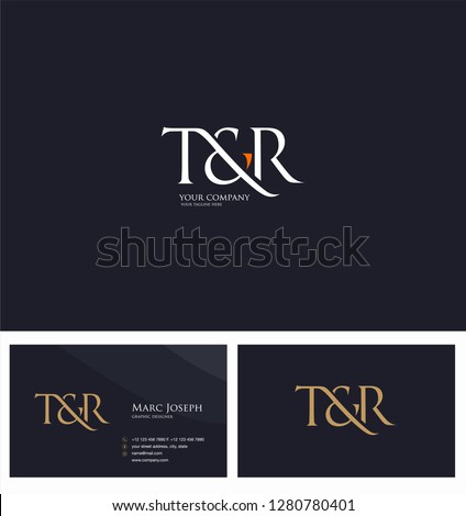 T & R letters Joint logo icon and Business card vector template.