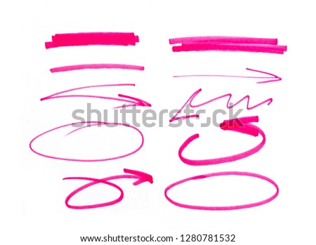 set of orange abstract hand-painted marker Royalty-Free Stock Photo #1280781532