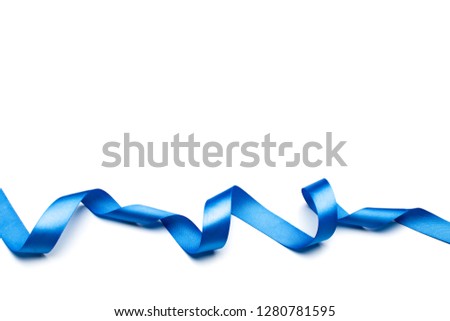blue satin ribbon isolated on white backgroun