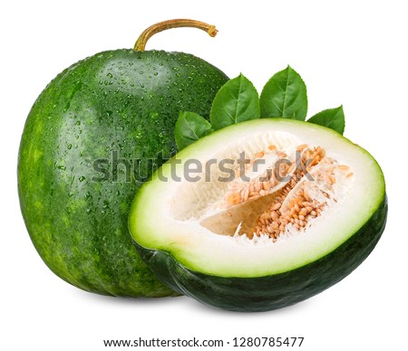 Winter melon isolated on white cllipping path. Royalty-Free Stock Photo #1280785477