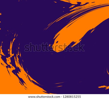 Abstract orange texture background with purple brushstroke element