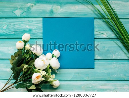 mothers day card with rustic roses on wooden board 