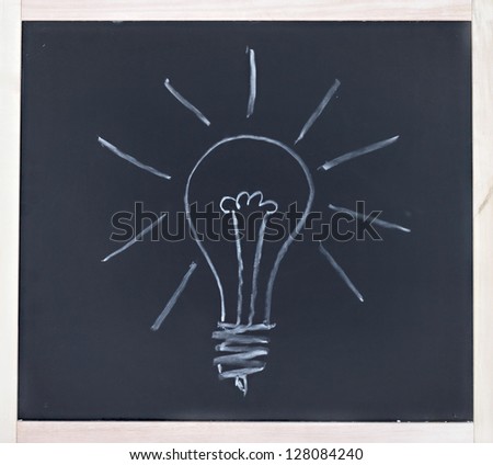 Light bulb drawn in chalk on blackboard