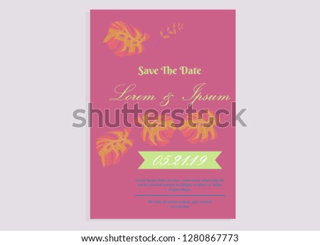 wedding invitation card flower frame proton purple