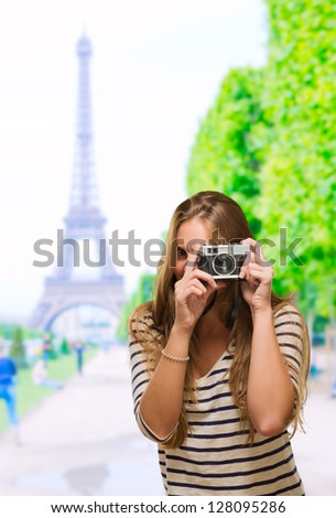 Woman Taking Photo, outdoor