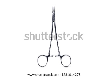 Medical surgery medical clamp isolated on white background