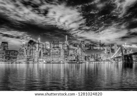 Lower Manhattan by night, NYC.