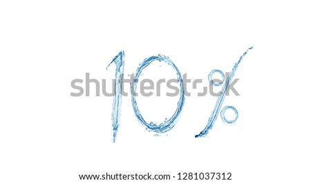 10 Percent Discount Sign isolated on White Background. water splash