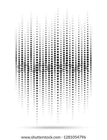 Halftone gradient wave circle dots texture isolated on white background. Grunge backdrop template using halftone pattern. Sound wave. Music audio beat.  Equalizer design element. 