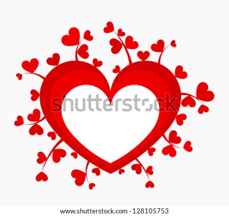 Red heart with many little growing hearts. Vector illustration