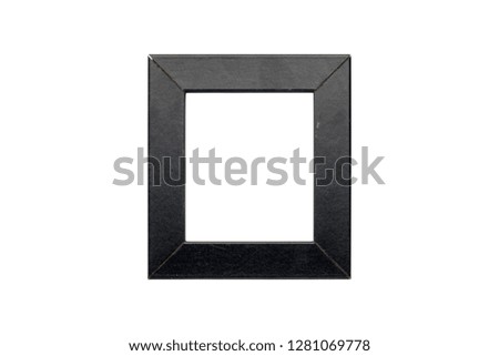 old black wood picture frame, isolated on white