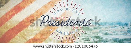 god bless america. Happy presidents day. vector typography against new york
