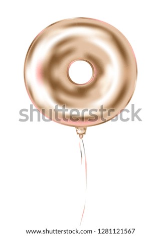 Pink Gold Foil O-letter Balloon, metallic donut. Image birthday celebration, social party and any holiday events