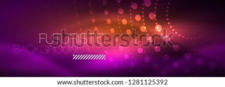 Glowing neon circle line dots, round line design, abstract style on black background. Neon abstract round circles Magic neon lights and glowing dots. Vector illustration