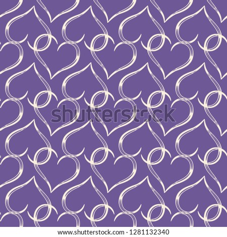 Seamless vector pattern from the intertwining hearts on a lilac background. Valentine's Day, Mother's Day, Wedding day. Pattern share of a wedding greeting card.  Endless texture for textile design. 