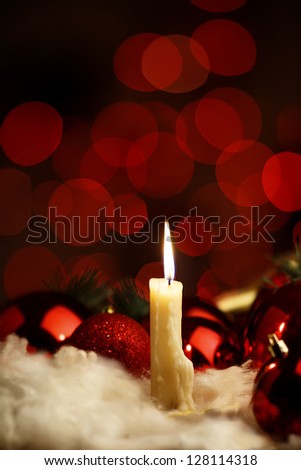 Christmas decoration burning candle