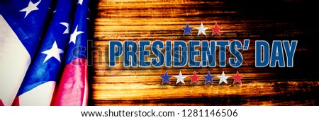 presidents day. Vector typography, stars against usa flag on table