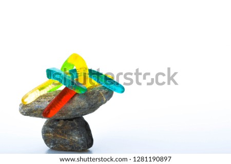 Colorful Jelly Worms Snakes isolated in white background
