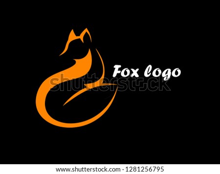Vector logo fox. Fox sitting and looking away. Laconic symbol  for icons, Logos fox, badges and emblems.