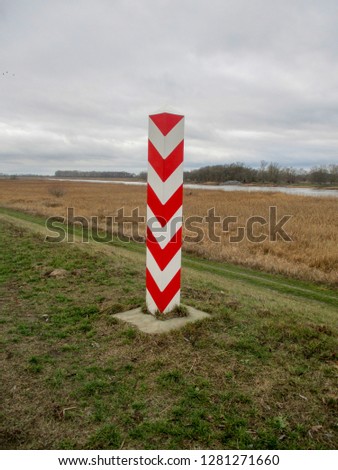   A border post on the Polish side of the Oder near Frankfurt Oder                             