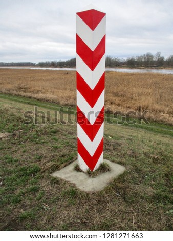   A border post on the Polish side of the Oder near Frankfurt Oder                             