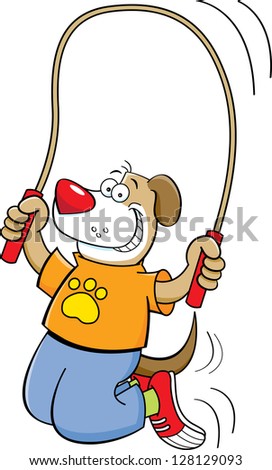 Cartoon illustration of a dog jumping rope.