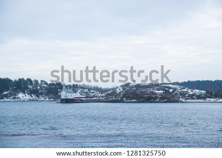 Overlooking landscape of the islands around Oslo Norway over the