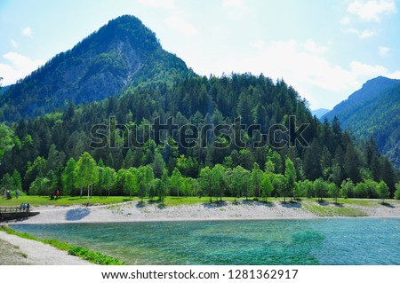 Beautiful natural landscape, mountain lake, summer time, Slovenia, Europe, alpine scenery