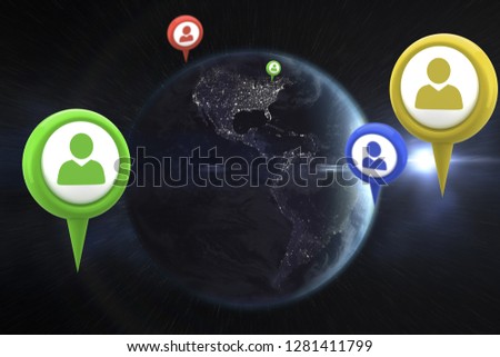 Green application symbol against digitally composite image of planet earth