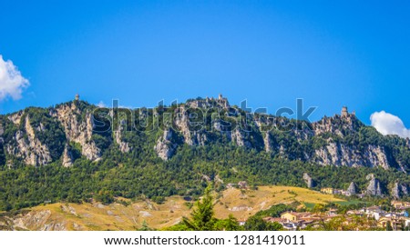 Fantastic San Marino city and castle on the mighty rock cliff