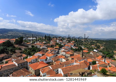 Panoramic view of the beautiful historic village of Celorico da Beira, Beira Alta, Portugal, 