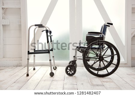 Wheelchair and a walker.