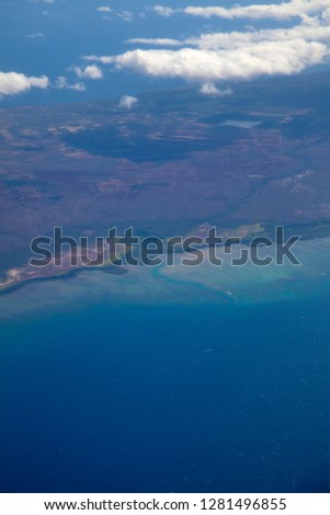 Aerial View of  O`ahu  Island, Hawaii, USA.