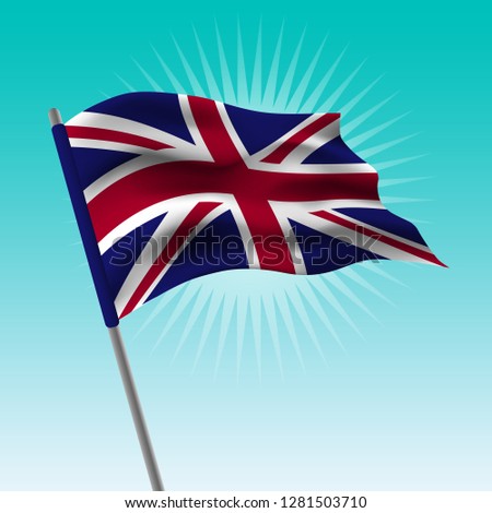 Waving flag of United Kingdom. Vector drawing illustration of flag.