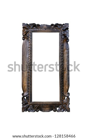 Old Wooden picture frame isolated white background