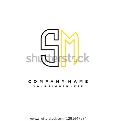 S M initial letter, modern logo design template vector 