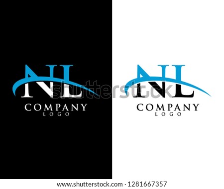 initial letter nl, ln logotype company logo swoosh design vector
