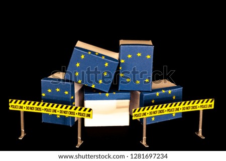 Prohibited boxes from EU on a black background
