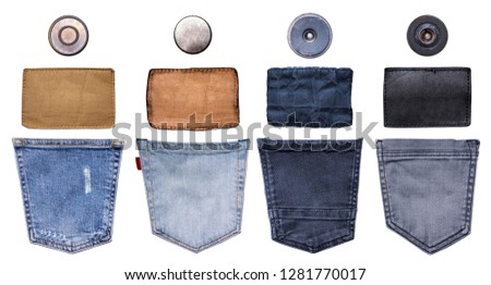 Download Collection Of Various Jeans Parts On White Royalty Free Stock Photo 518262076 Avopix Com