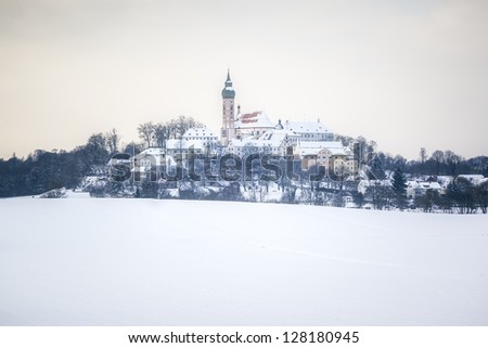An image of the Andechs Monastery in Winter