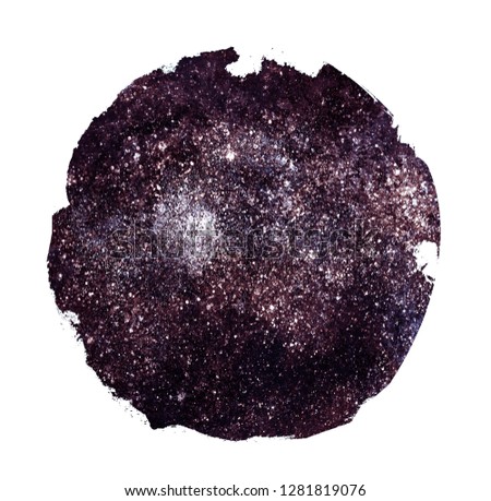 Universe filled with stars, nebula and galaxy in watercolor circle